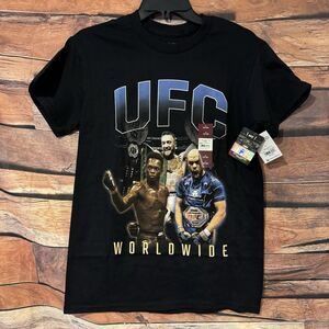 UFC Worldwide GOAT S T-Shirt Feat. Jones McGregor Adesanya Black MMA SS Tee